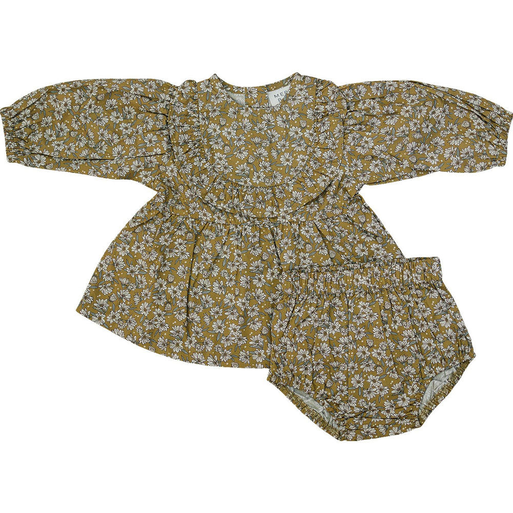 Mebie Baby Cotton Dress with Bloomers - Mustard Magnolia