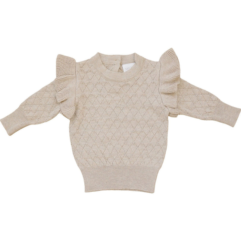 Mebie Baby Knit Ruffle Sweater - Oatmeal