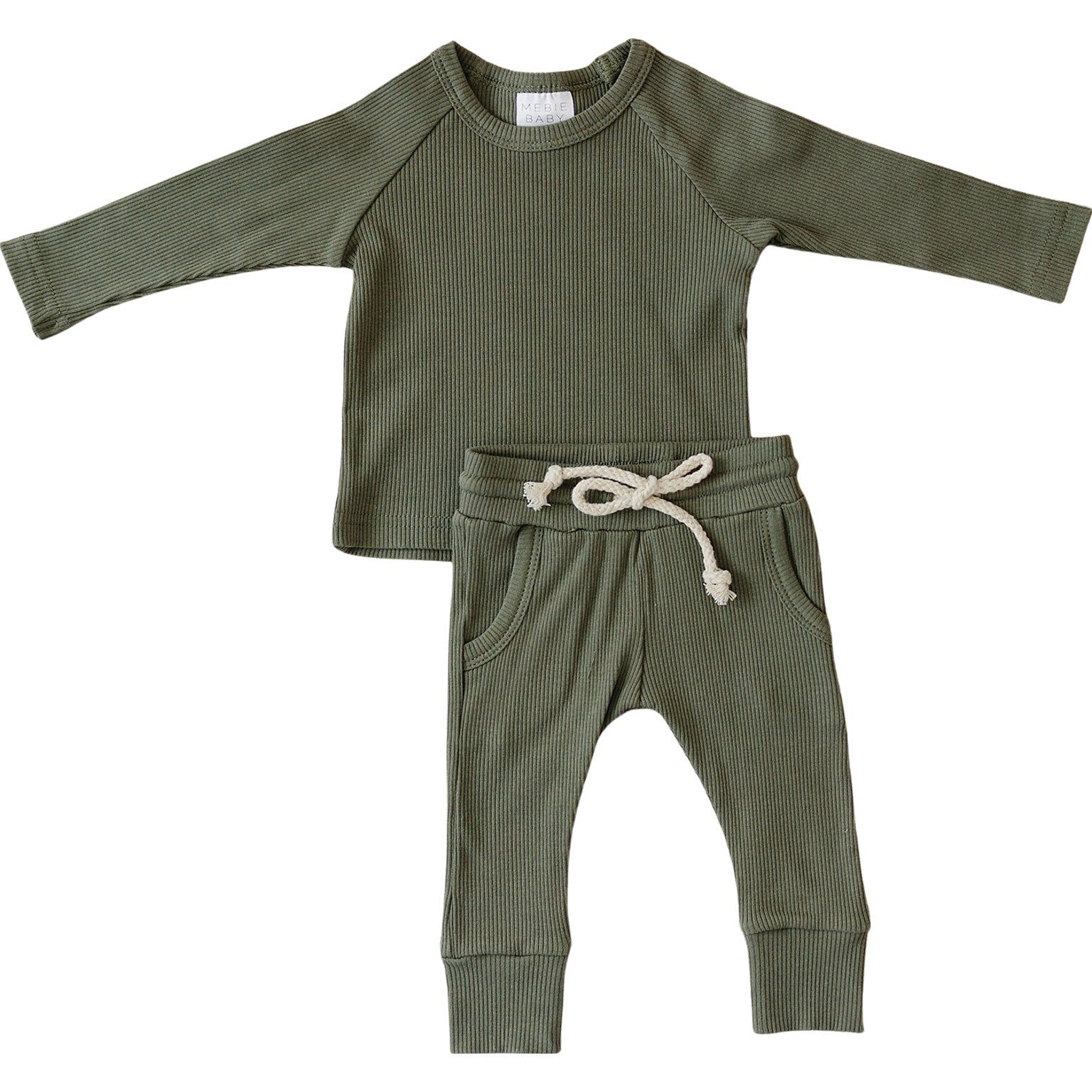 Mebie Baby Organic Cotton Ribbed Pocket Set - Winter Green