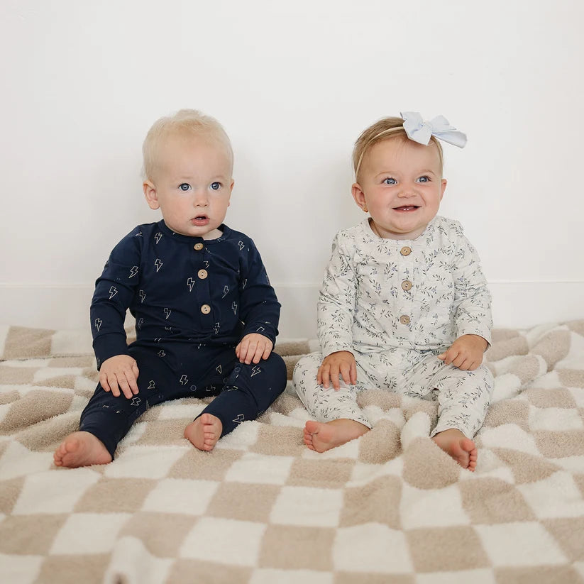 Mebie Baby Lightening Bolt Button Romper