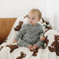Mebie Baby Charcoal Stripe Ribbed Hooded Set