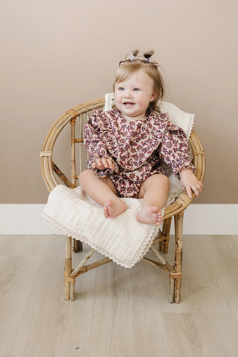 Mebie Baby Antique Floral Bubble Romper