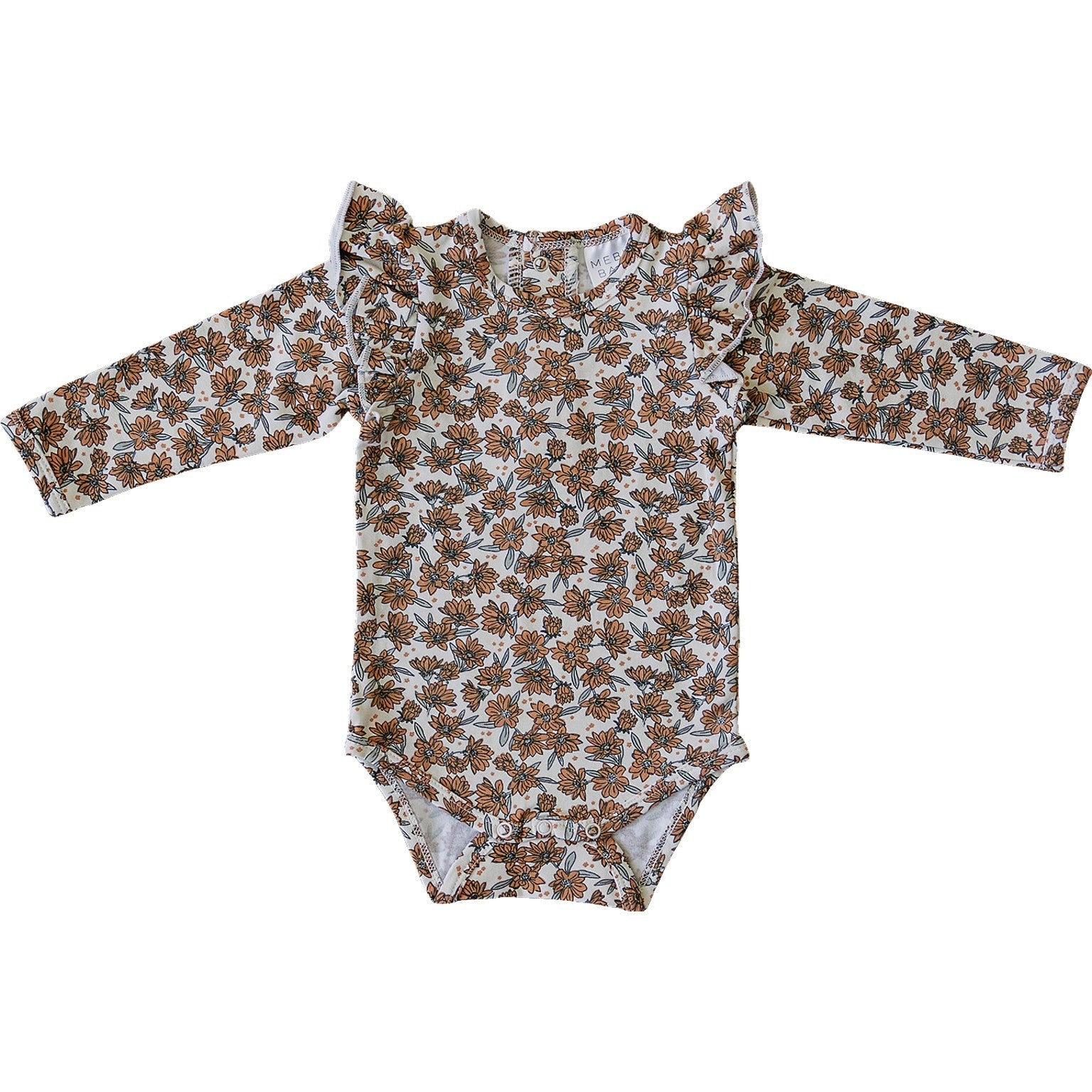 Mebie Baby Ruffle Sleeve Bodysuit - Magnolia Print