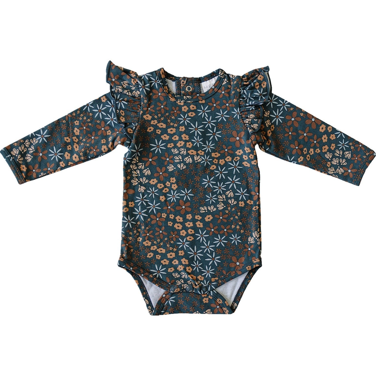 Mebie Baby Ruffle Sleeve Bodysuit - Navy Floral