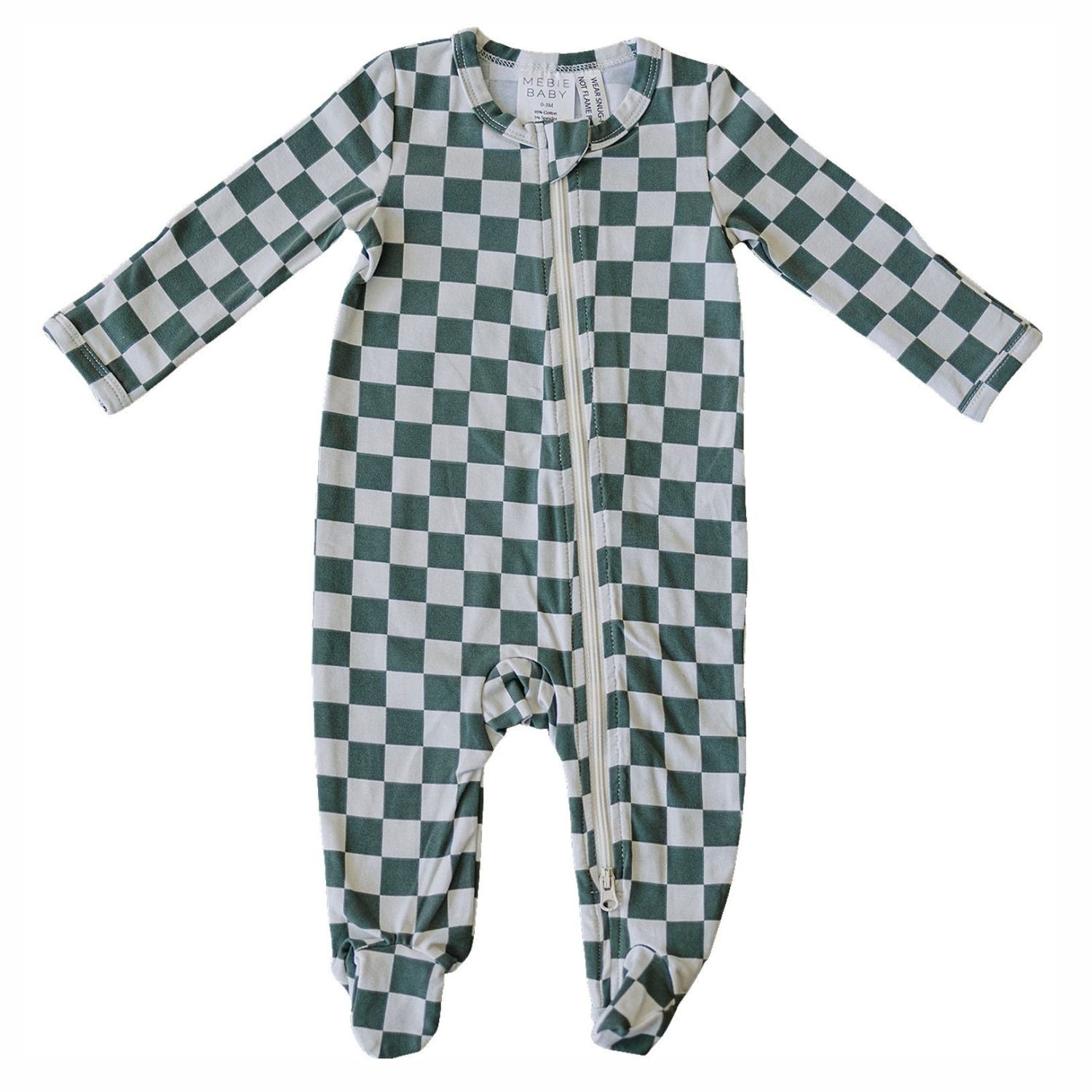 Mebie Baby Zipper Pajama - Green Checkered