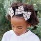 Little girl wearing two Modern Piggy Ribbon Bow - Alligator Clip - Schoolgirl Plaid