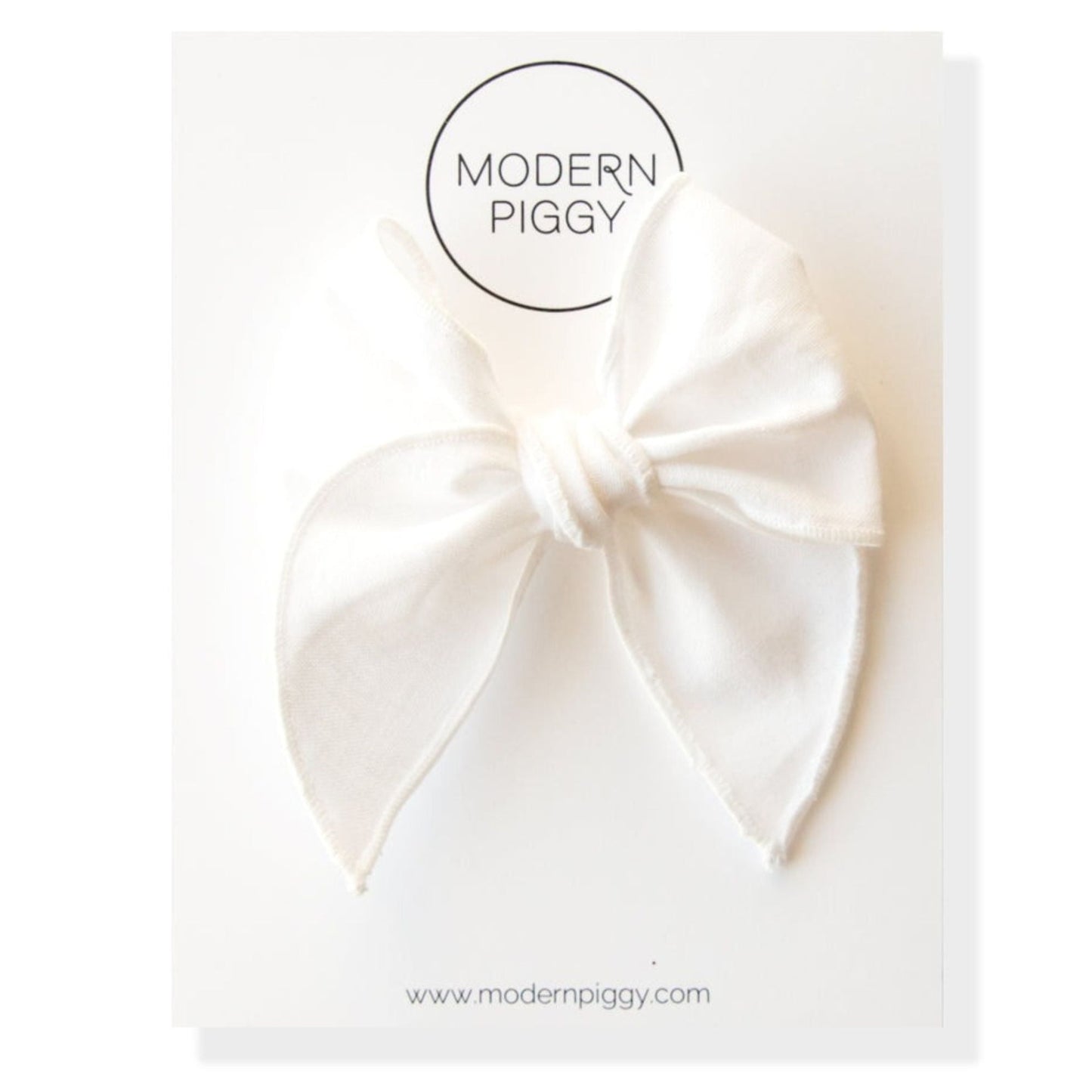 Modern Piggy Petite Party Bow - Nylon Headband - True White