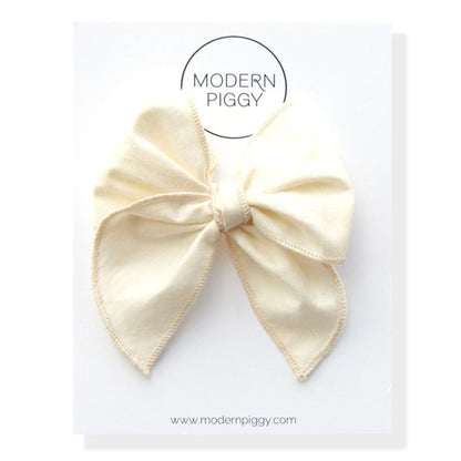 Modern Piggy Petite Party Bow - Nylon Headband - Whisper
