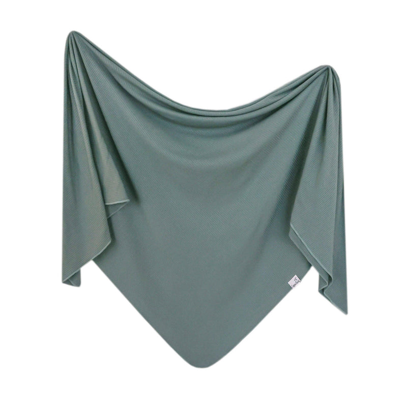 Copper Pearl Rib Knit Swaddle Blanket - Moss
