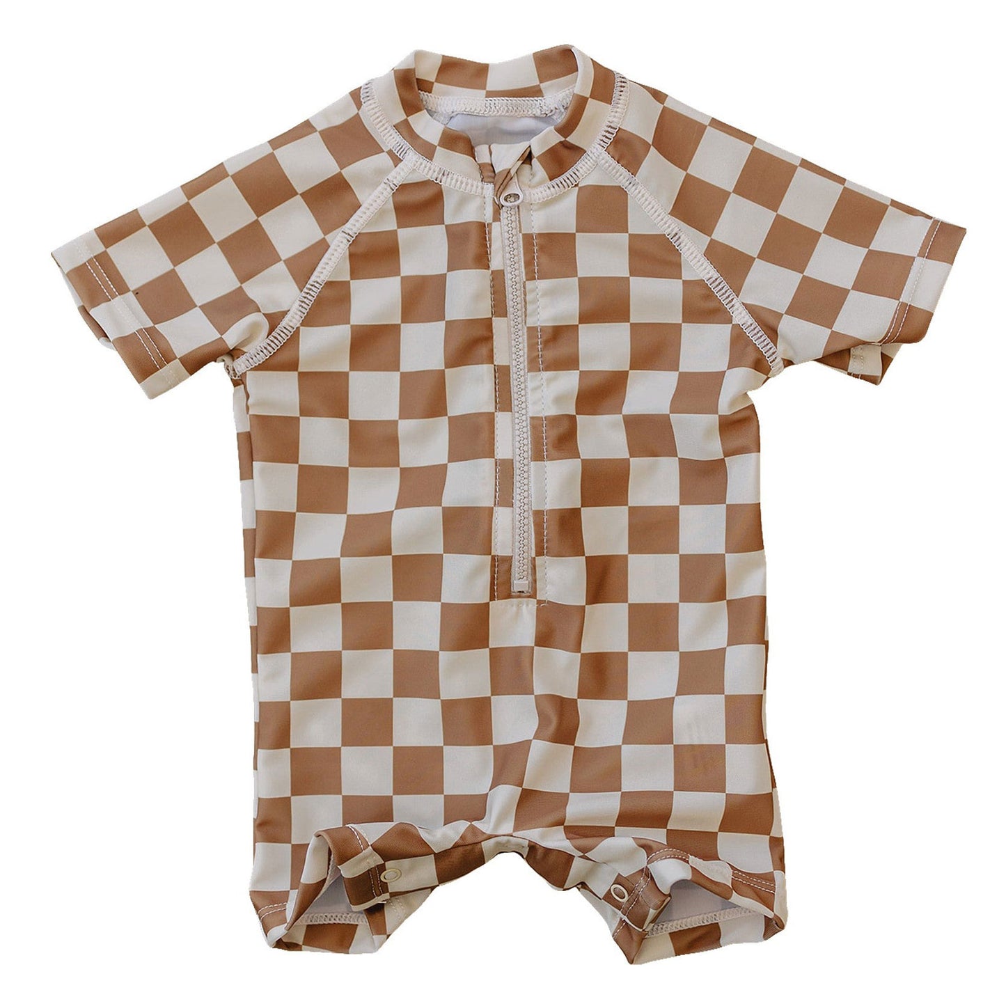 Mebie Baby Zipper Swim Suit - Rust Checkered