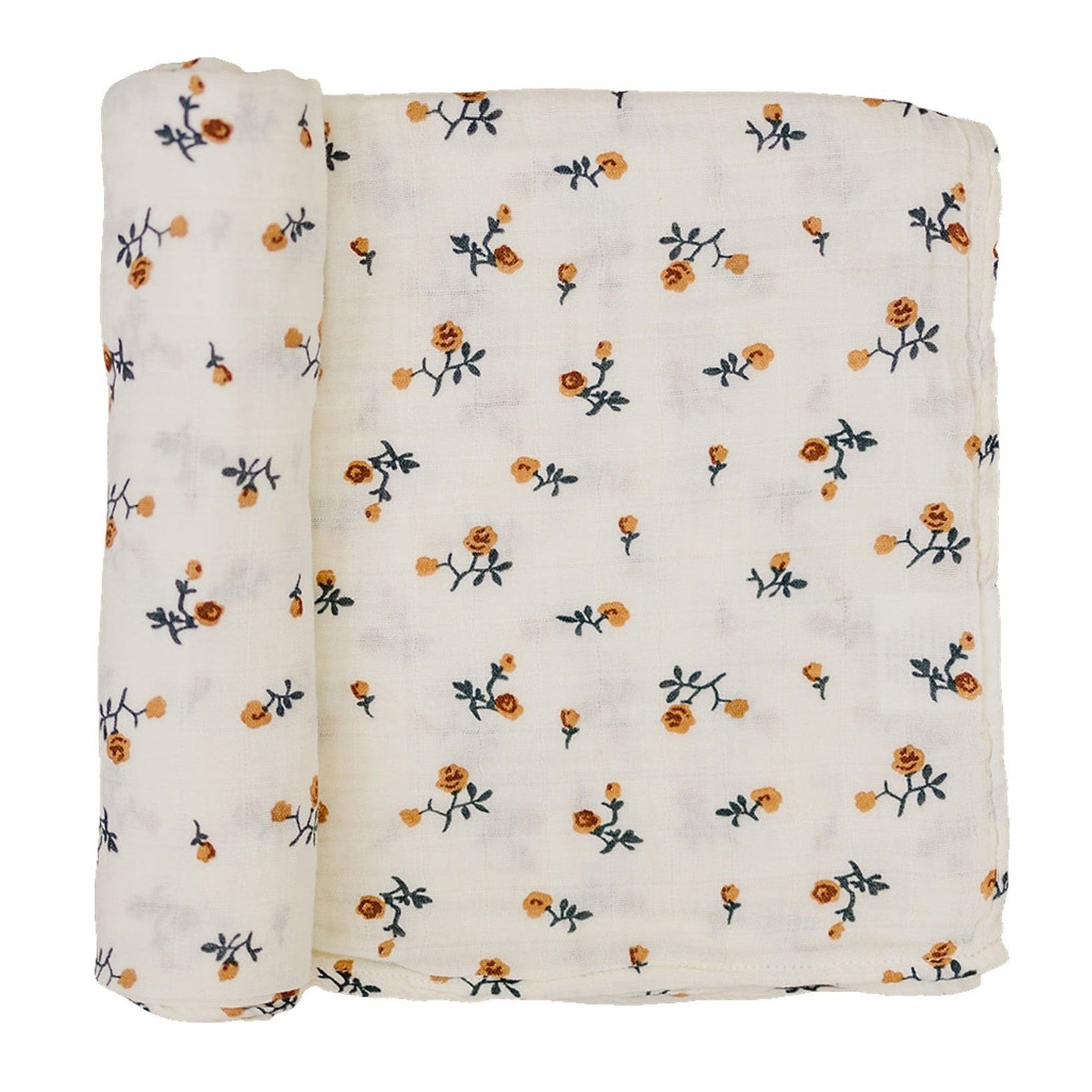 Mebie Baby Muslin Swaddle Blanket - Cream Floral