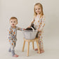 children wearing Mebie Baby Bamboo Zipper Pajama - Dusty Blue Bunny