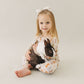 girl wearing Mebie Baby Bamboo Two-Piece Cozy Set - Blush Bunny