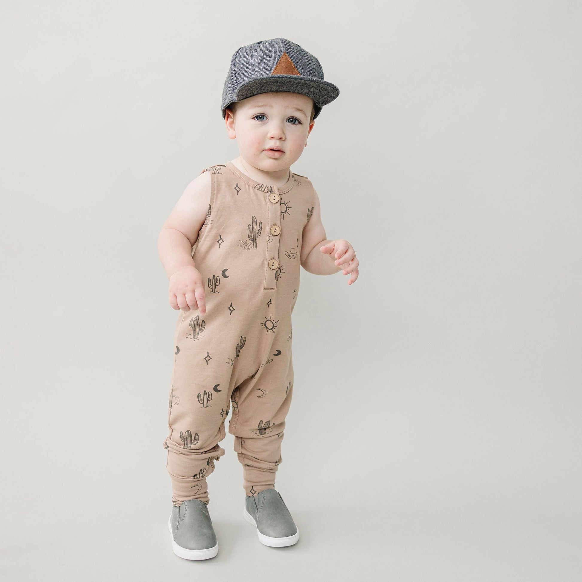 Toddler wearing Mebie Baby Tank Romper - Western
