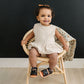 little girl wearing Mebie Baby Peplum Set - Taupe Gingham