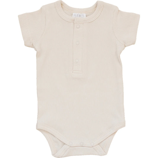 Mebie Baby Organic Cotton Ribbed Snap Bodysuit - Vanilla
