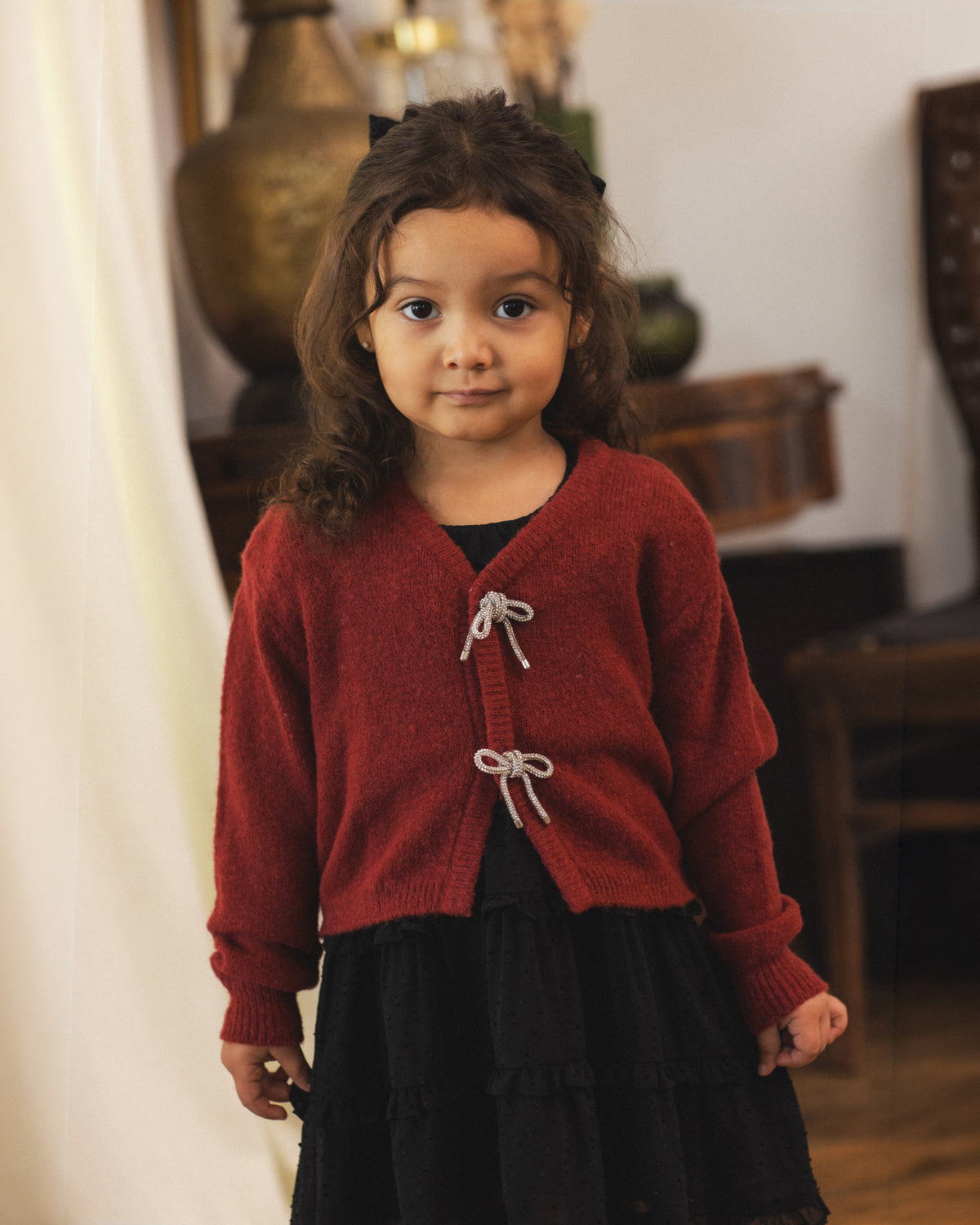 Noralee Bow Cardigan - Ruby