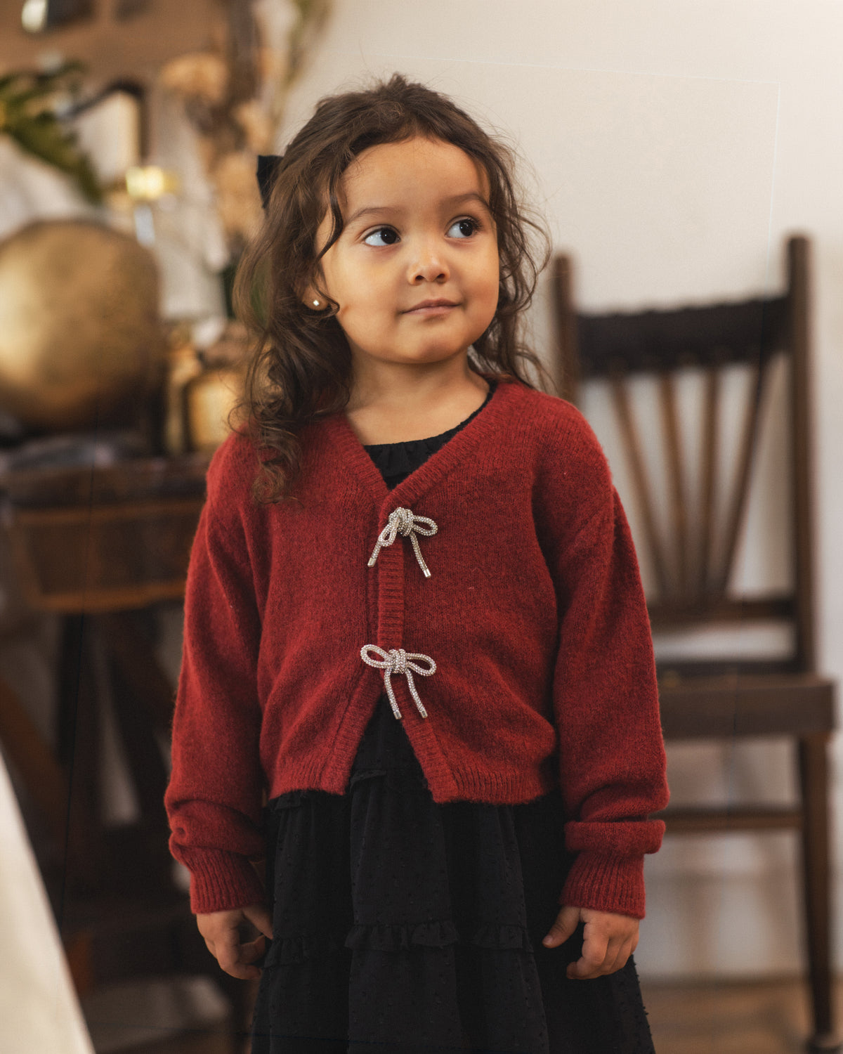 Noralee Bow Cardigan - Ruby