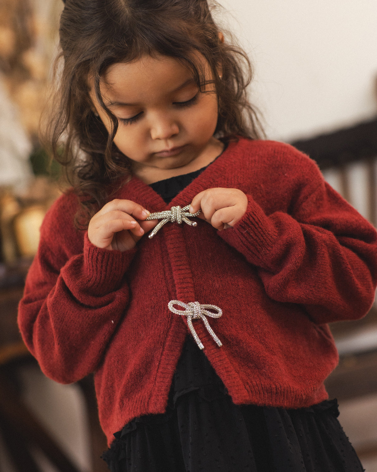 Noralee Bow Cardigan - Ruby