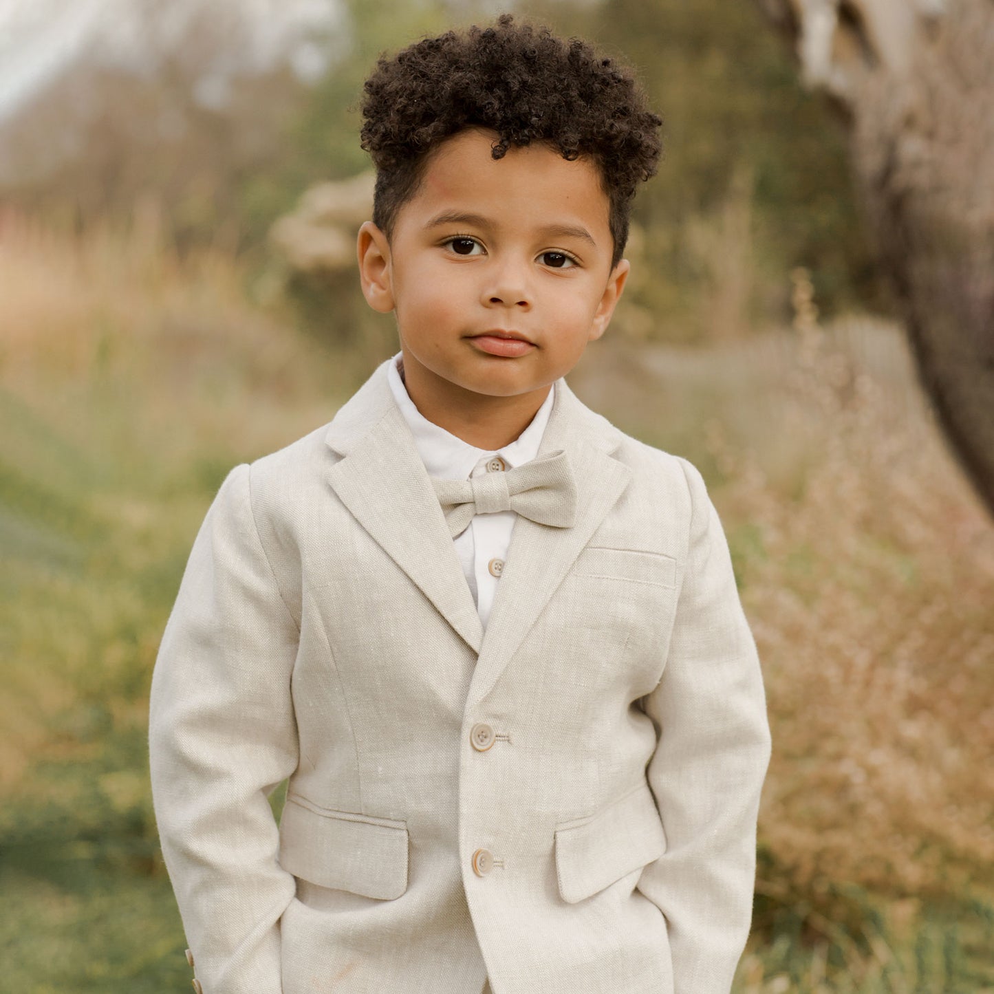 Boy wearing Noralee Bow Tie - Linen