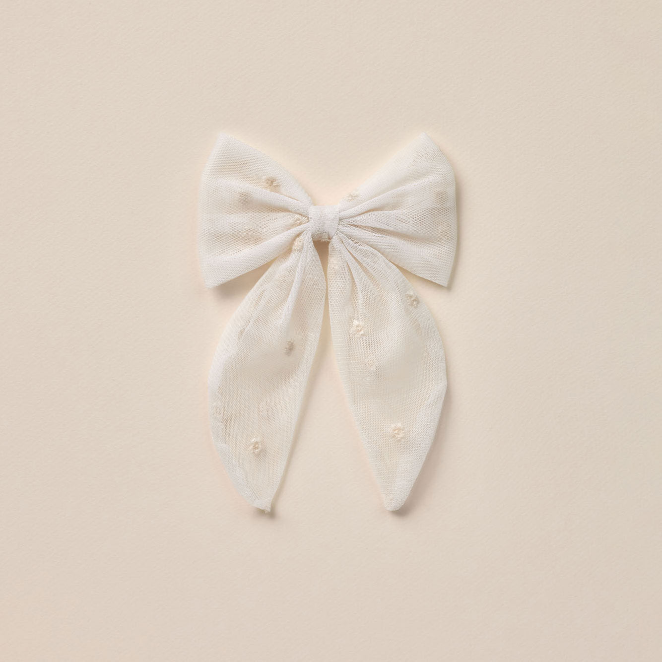 Noralee Oversized Bow - Ivory Floral Tulle