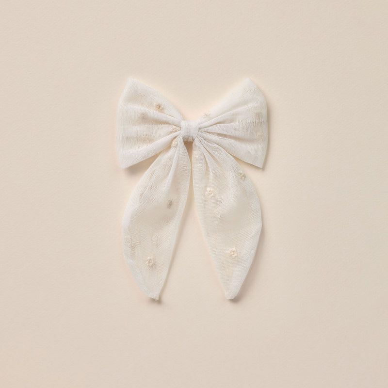 Noralee Oversized Bow - Ivory Floral Tulle