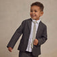 Little boy wearing Noralee Skinny Tie - Autumn Plaid - Black / Natural