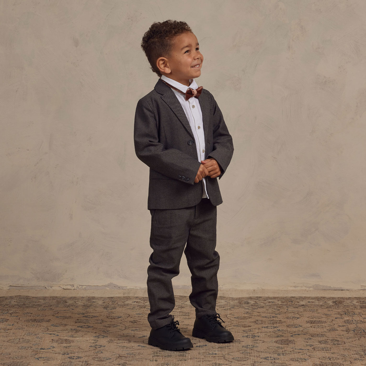 Little boy wearing Noralee Sebastian Blazer - Heathered Black Melange