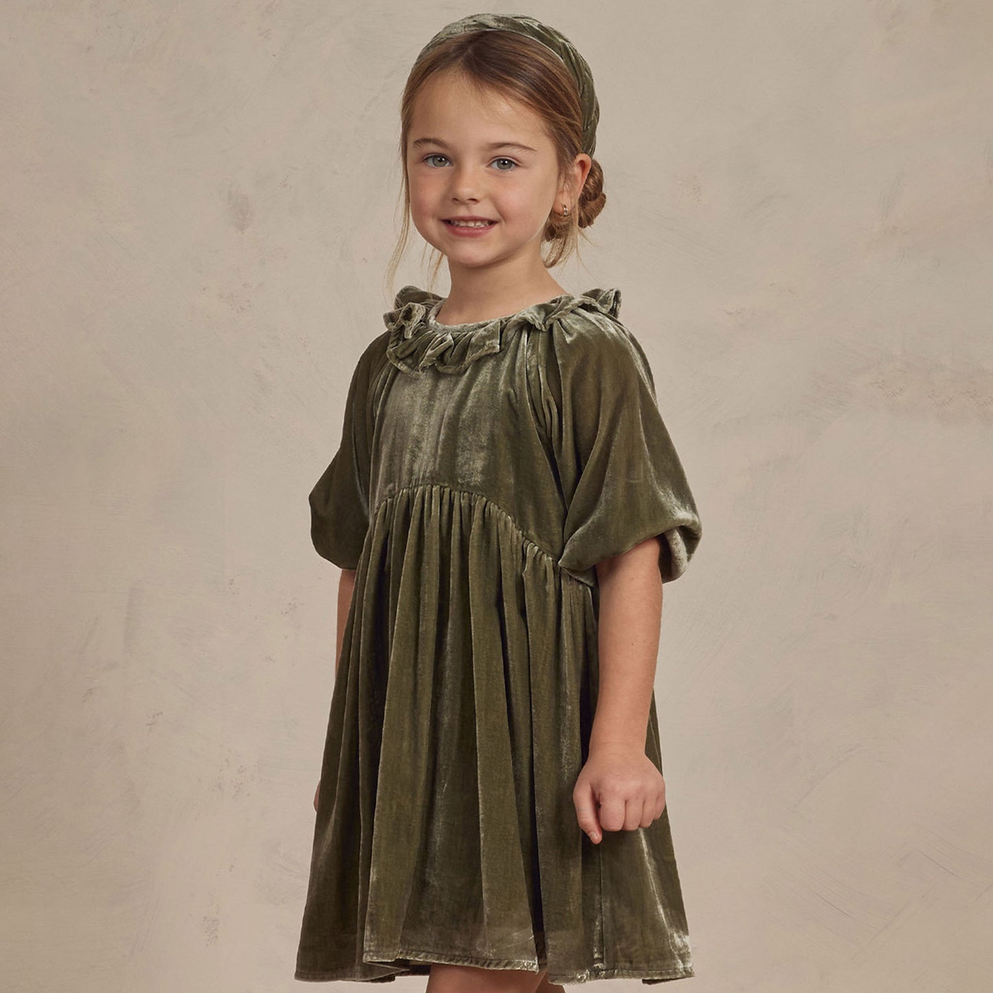 Girl wearing Noralee Adeline Dress - Pine Velvet