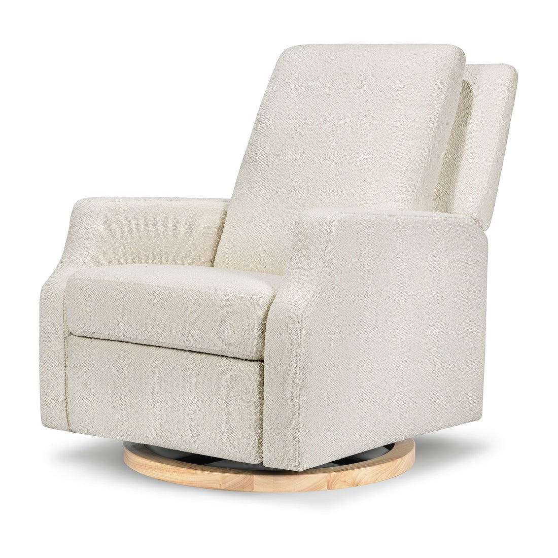 Namesake Crewe Recliner and Swivel Glider - Ivory Boucle with Light Wood Base