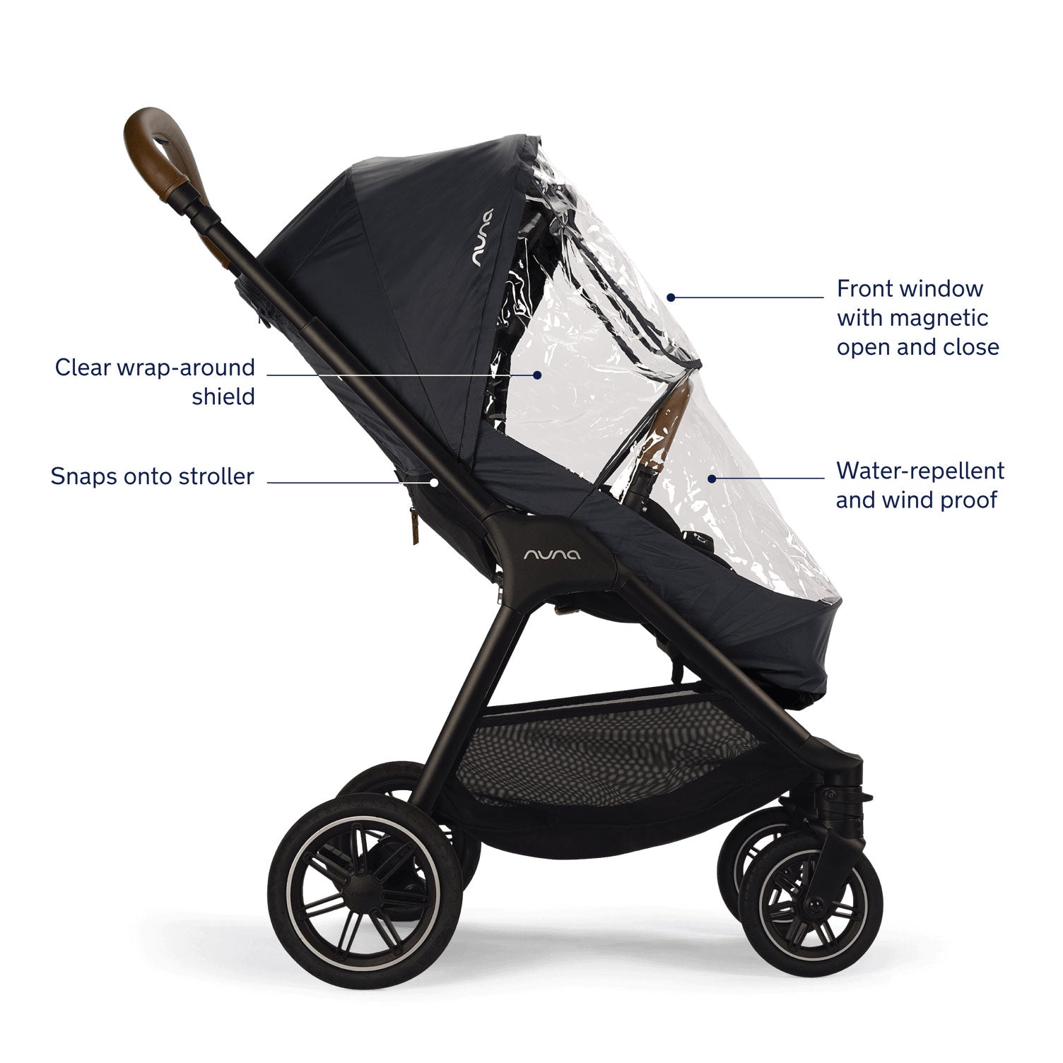 Nuna TRIV Series Rain Cover - Black and Clear