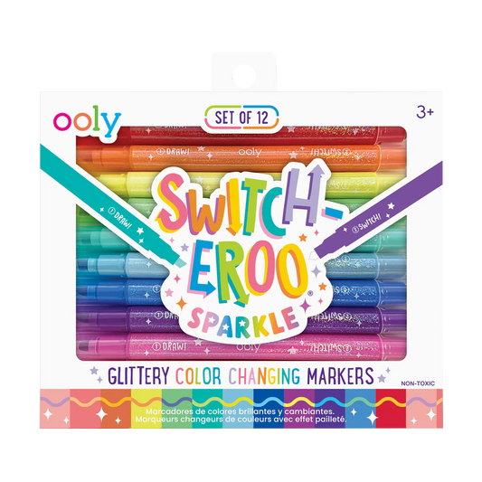 OOLY Switch-Eroo! Sparkle Glittery Color-Changing Markers- Set of 12