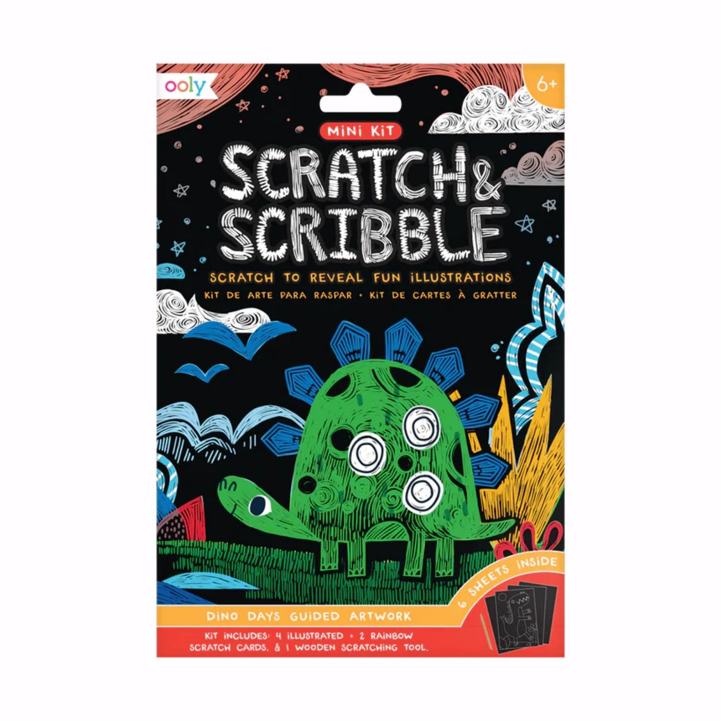 OOLY Mini Scratch and Scribble Art Kit - Dino Days