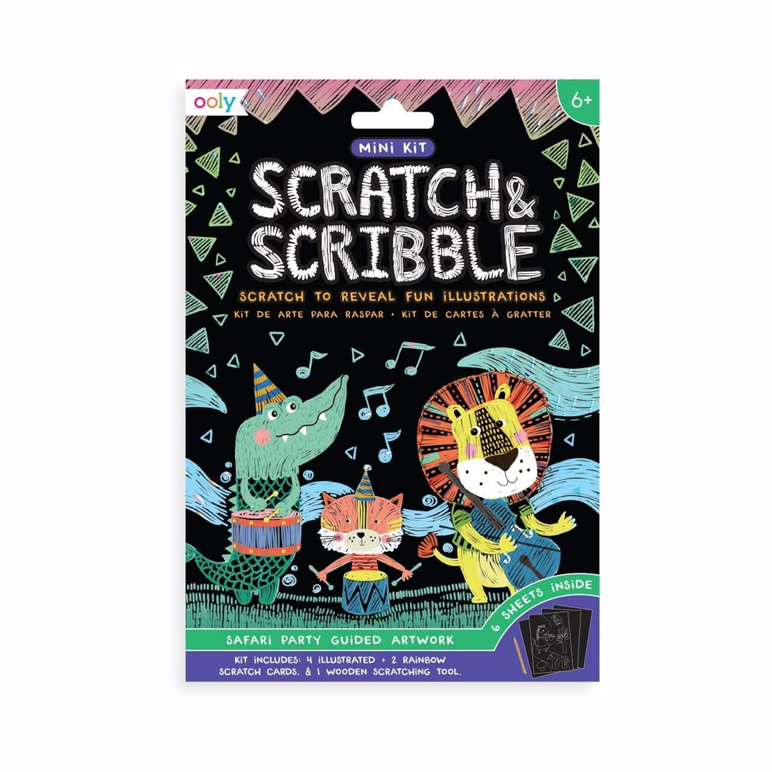 OOLY Mini Scratch and Scribble Art Kit - Safari Party
