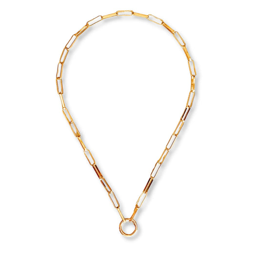 Miel & Gold Paperclip Chain Necklace with Carabiner 18k Gold Filled