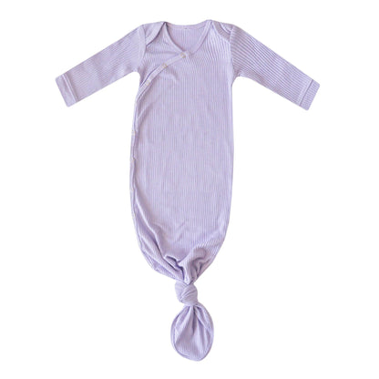 Copper Pearl Rib Knit Newborn Knotted Gown - Periwinkle