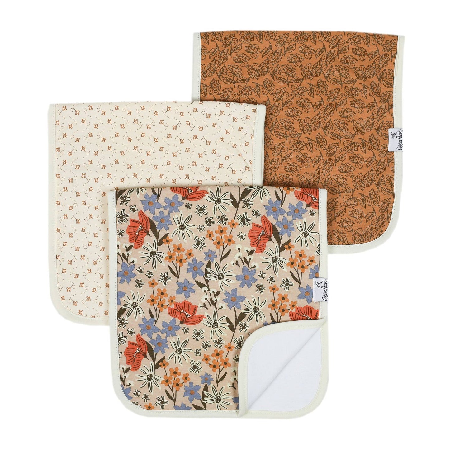 Copper Pearl 3-Pack Burp Cloth Set