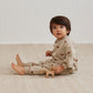 Toddler wearing Quincy Mae Relaxed Fleece Sweatpant - Foxes - Sand