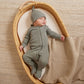 Baby wearing Quincy Mae Waffle Sleep Set - Basil