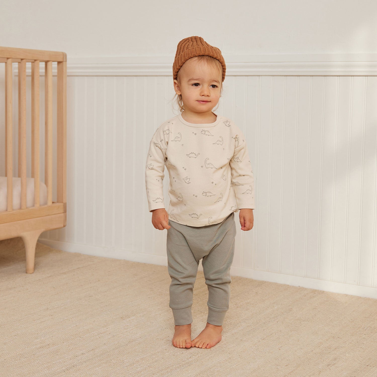 Toddler wearing Quincy Mae Drawstring Pant - Basil