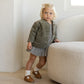 Little girl wearing Quincy Mae Quilted V-Neck Button Jacket - Forest