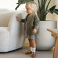 Little girl wearing Quincy Mae Quilted V-Neck Button Jacket - Forest
