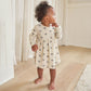 Toddler wearing Quincy Mae Ribbed Long Sleeve Dress - Navy Ditsy - Natural