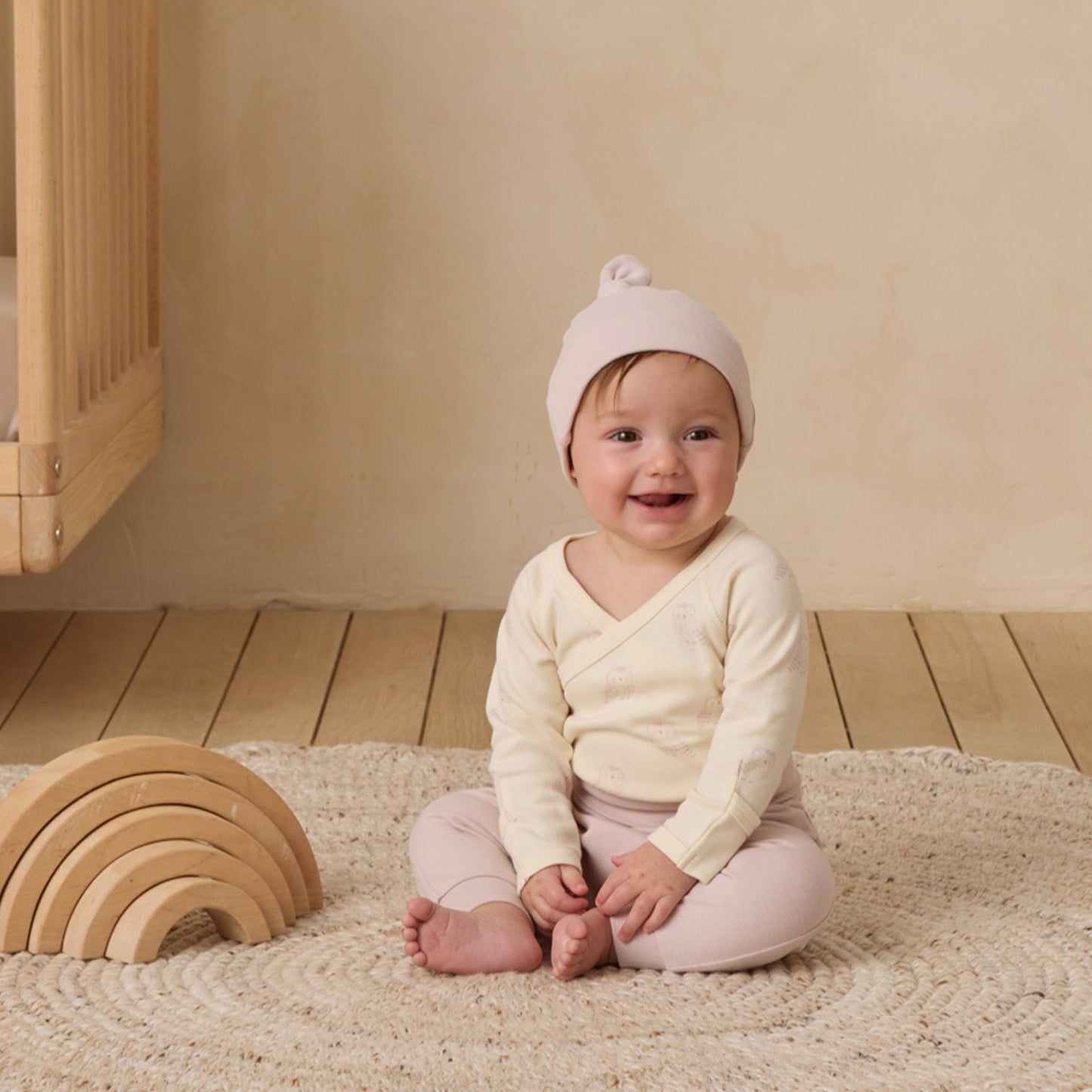 Quincy Mae Side Snap Bodysuit + Pant Set - Snow Owls
