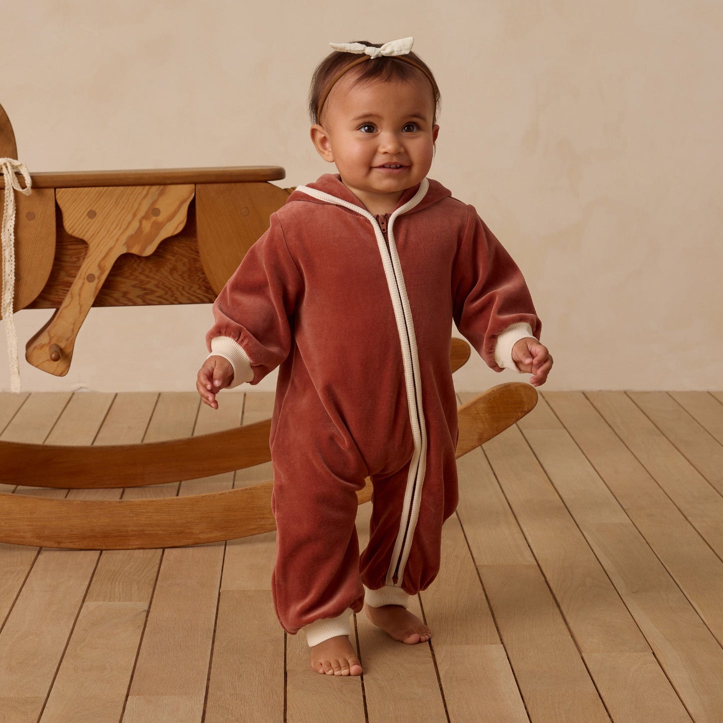 Quincy Mae Velour Zip Jumpsuit - Cranberry