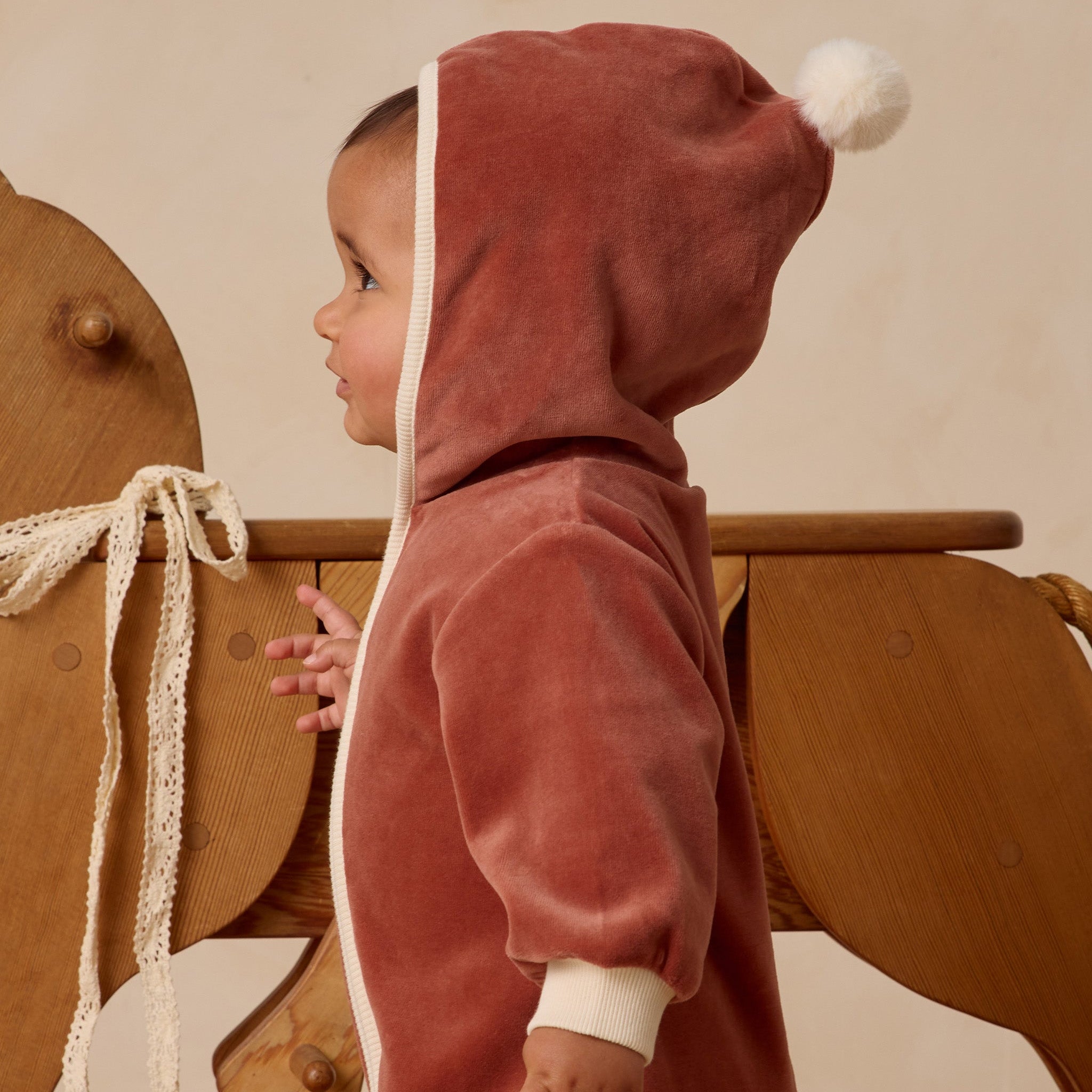 Quincy Mae Velour Zip Jumpsuit - Cranberry | The Baby Cubby