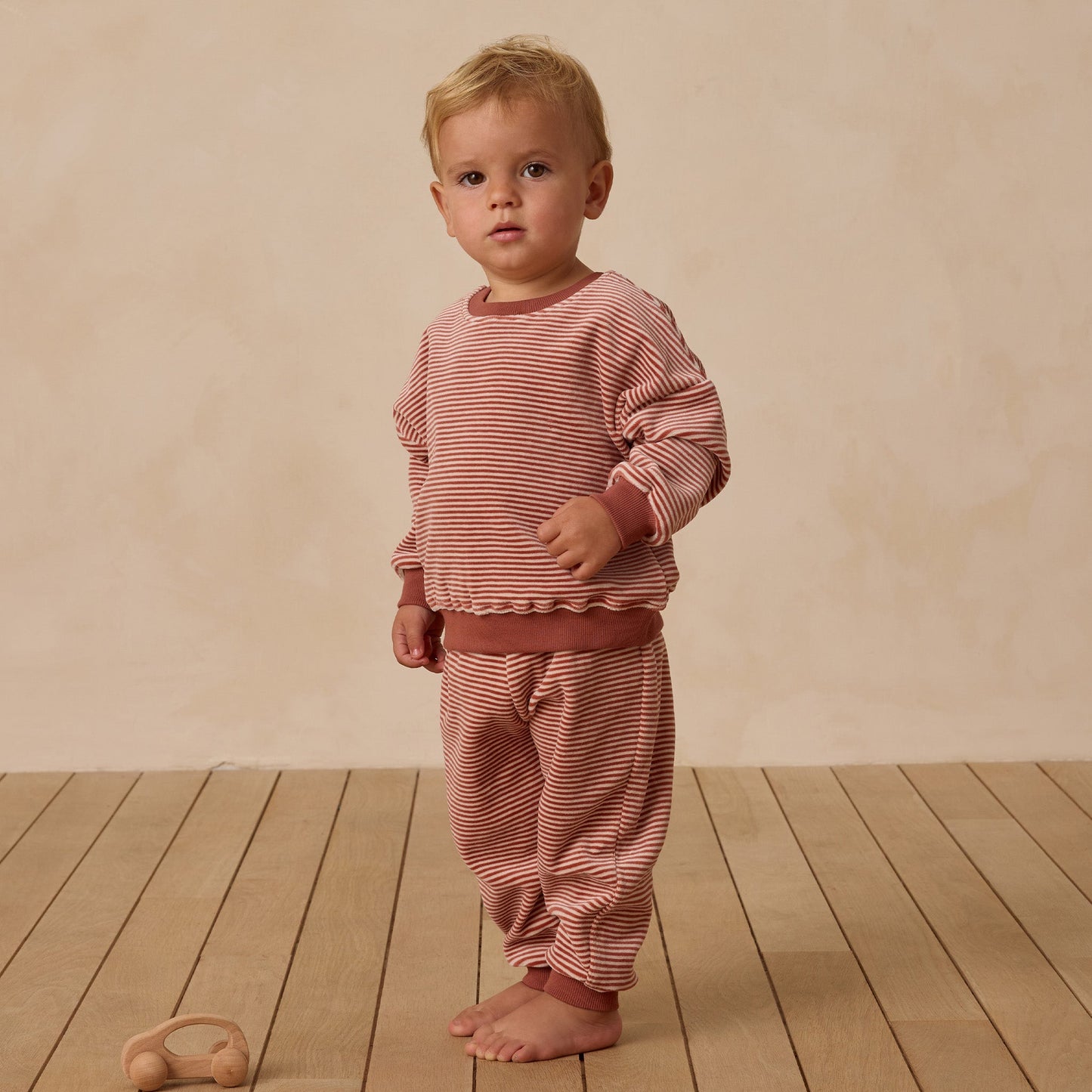 Quincy Mae Velour Relaxed Sweatpant - Candy Stripe