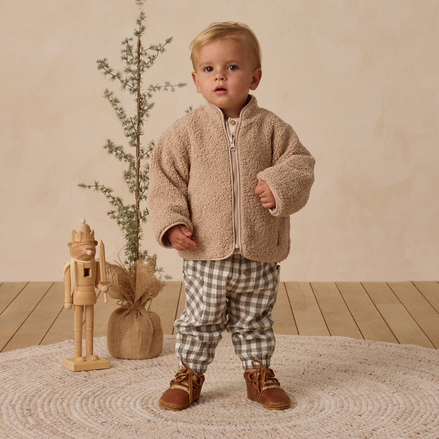 Quincy Mae Shearling Zip Jacket - Oat