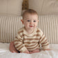 Quincy Mae Rex Romper - Almond Stripe