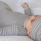 Quincy Mae Knotted Baby Gown + Hat Set - Slate Microstripe